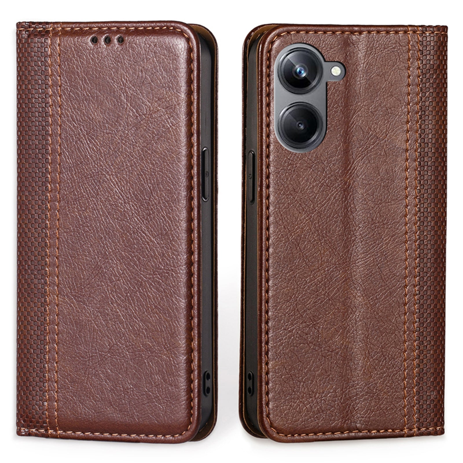 For Realme 10 Pro 5G Plaid Pattern PU Leather Stand Case Card Holder Magnetic Auto-closed Phone Cover For Realme 10 Pro 5G Plaid Pattern PU Leather Stand Case Card Holder Magnetic Auto-closed Phone Cover